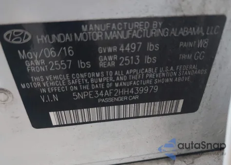 2017 Hyundai Sonata Sport from USA, damaged, VIN 5NPE34AF2HH439979